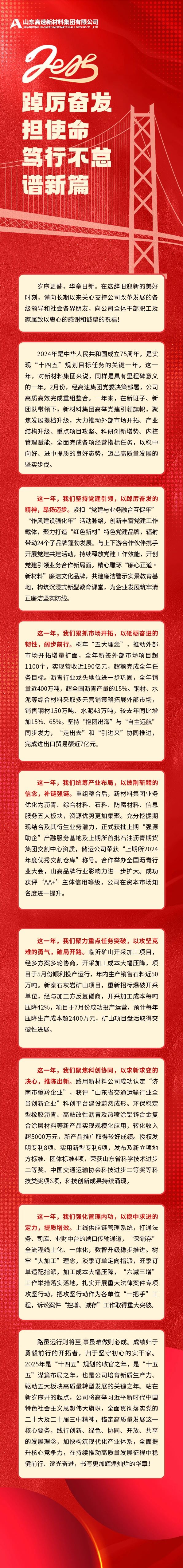 山东高速新材料集团2025年新年贺词